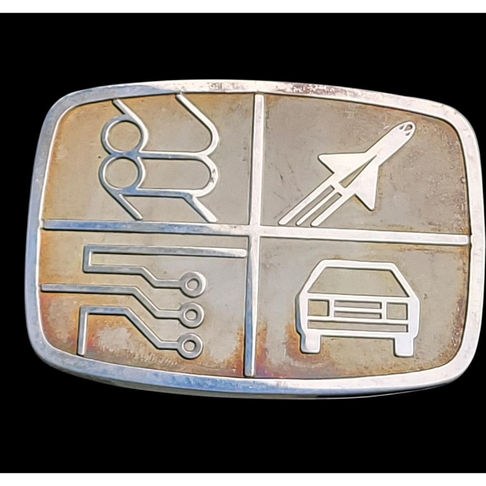 Rockwell International Sterling Silver Belt Buckle Rare Vintage Automotive Space